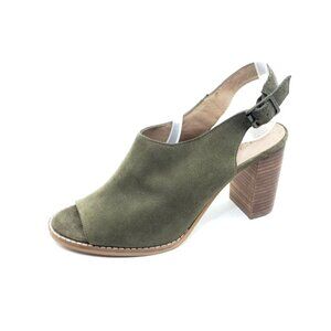 Madewell The Cary Suede Slingback Block Heel Olive Womens Size 9